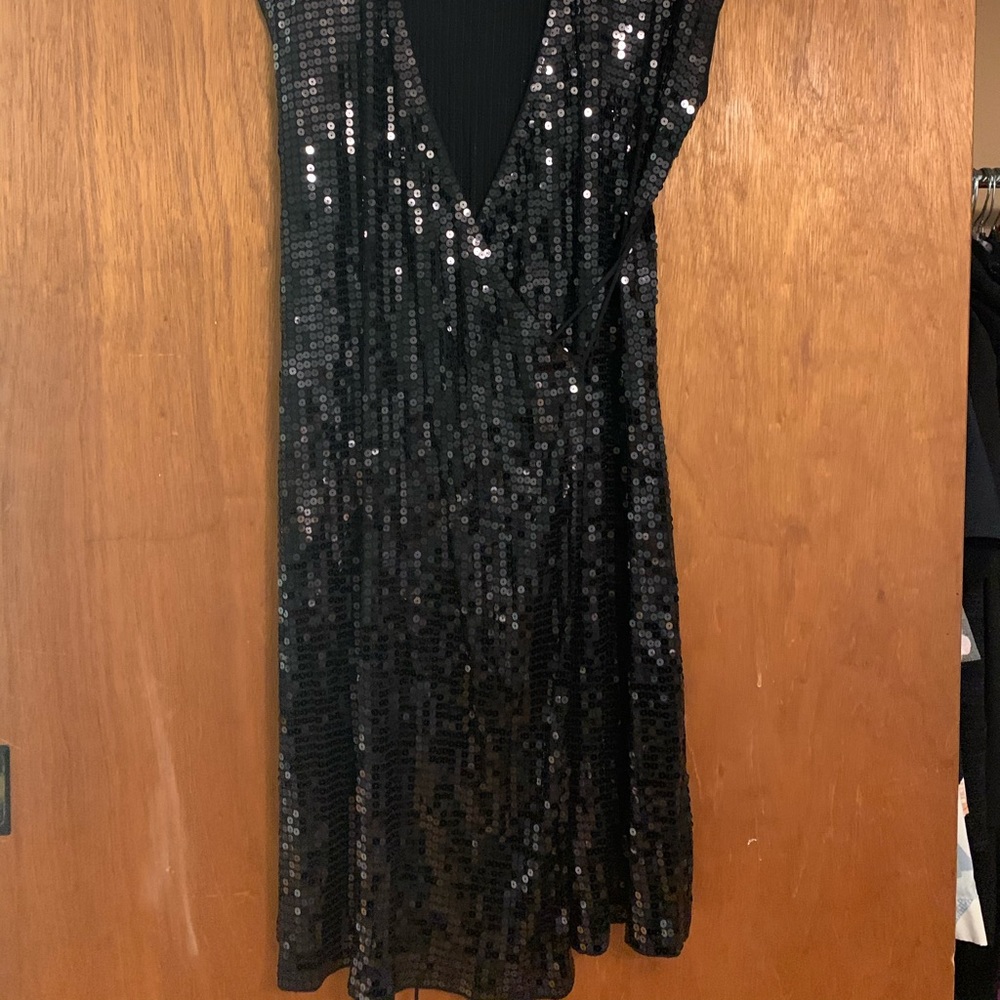 Black sequins wrap dress